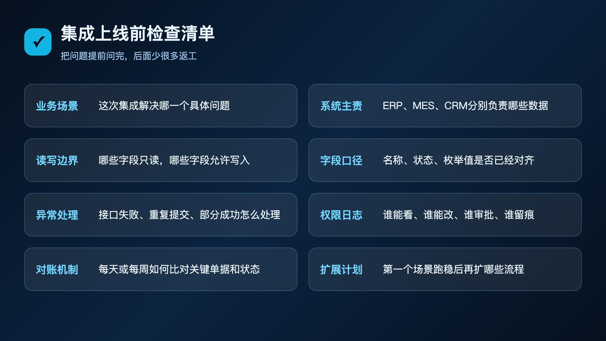 图5:集成上线前检查清单