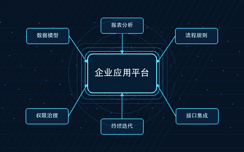 图4:企业应用平台把数据、流程、权限、集成放在同一底座