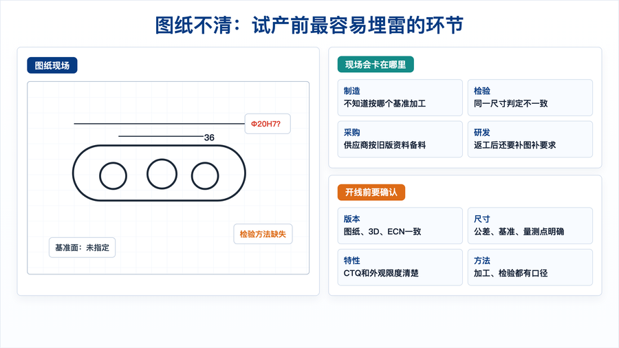 图2:图纸不清的试产前确认重点